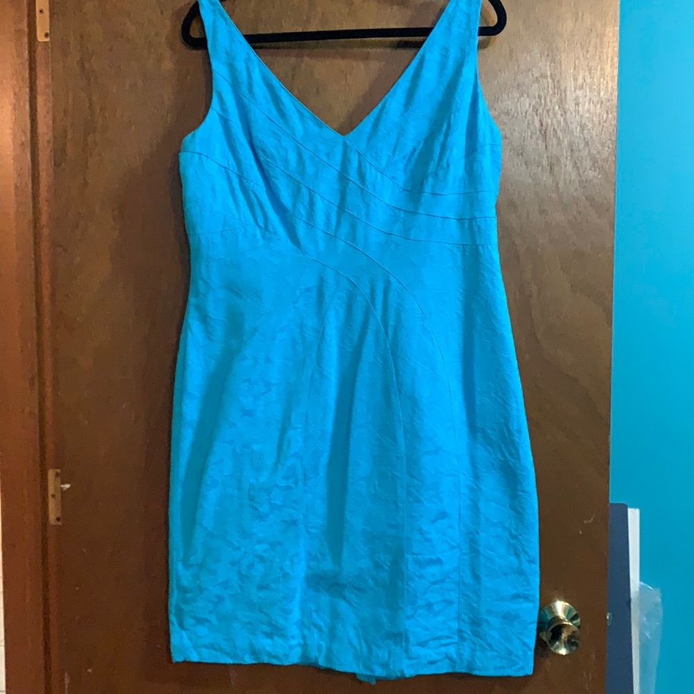 Evan-Picone Size 16 Blue Sleeveless Cotton Dress
